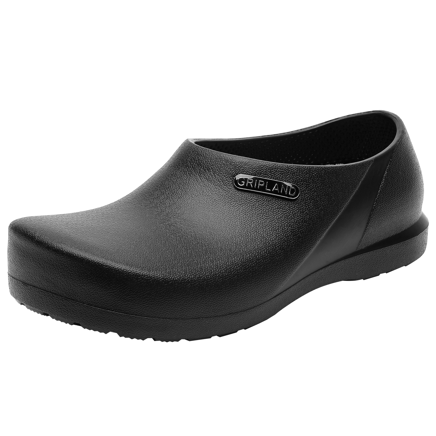 GRIPLAND Slip Resistant Specialist Clog with Antibacterial Insole Men's Women's Chef Nurse Shoes Kitchen Garden Slippery Ground Not Only Non Slip Lightweight Shoes Black Grey