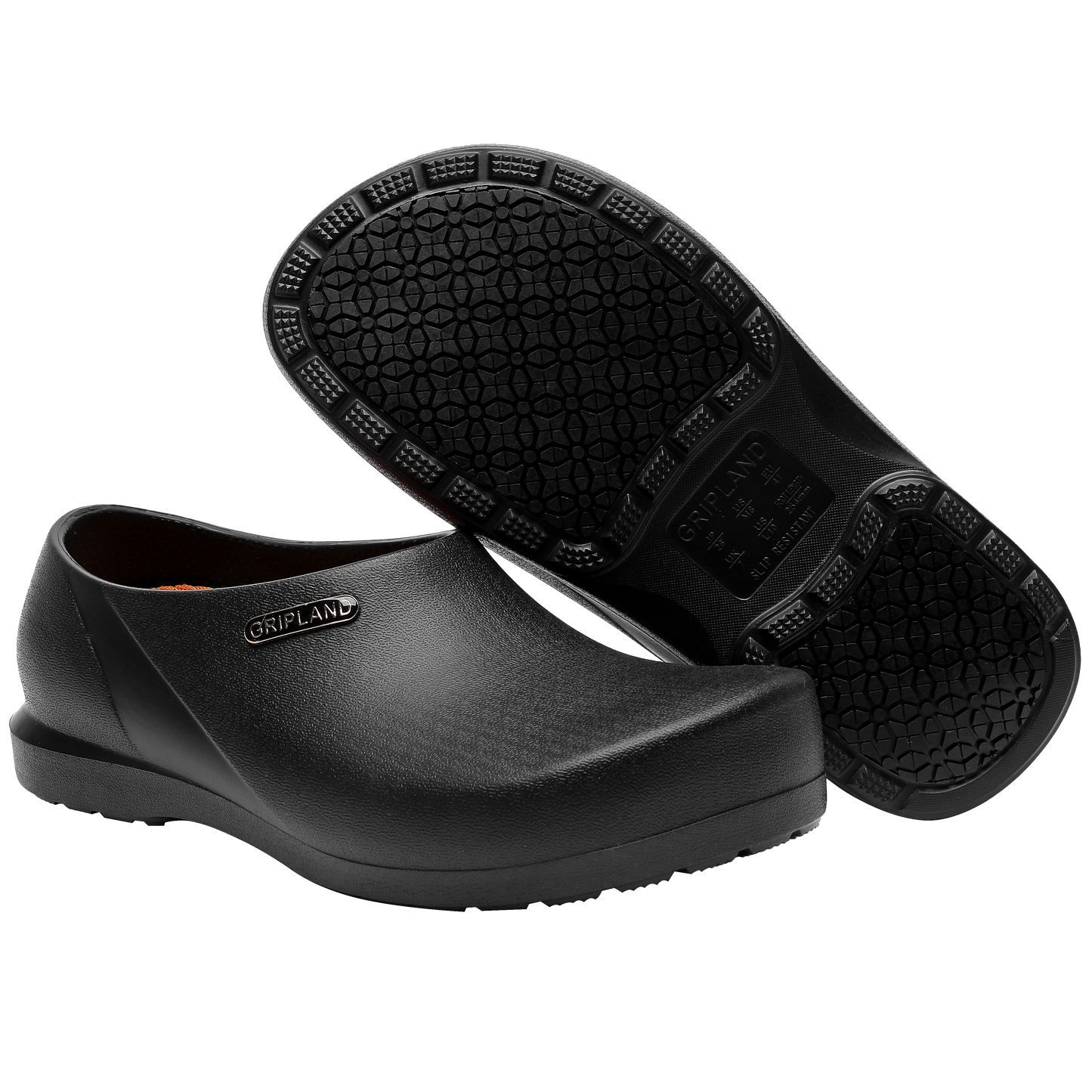 GRIPLAND Slip Resistant Specialist Clog with Antibacterial Insole Men's Women's Chef Nurse Shoes Kitchen Garden Slippery Ground Not Only Non Slip Lightweight Shoes Black Grey