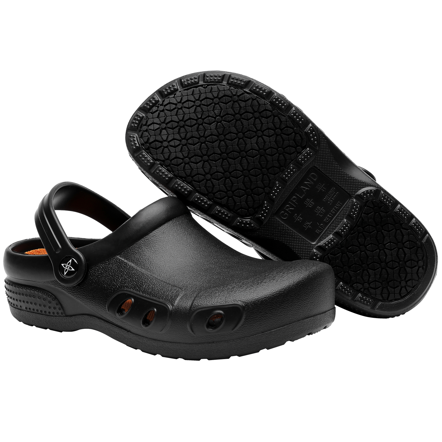 GRIPLAND Slip Resistant Sandal with Antibacterial Insole Men's Women's Nurse Chef Shoes Kitchen Garden Hospital Slippery Ground Not Only Non Slip comfortable walking Clog Black Grey