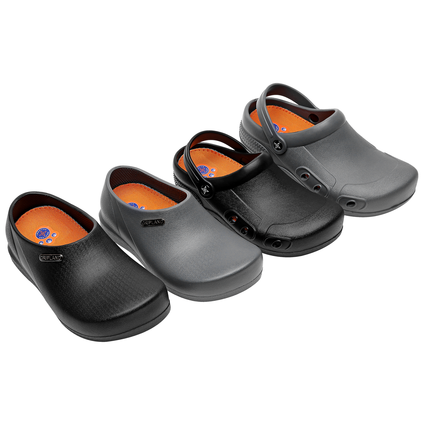 GRIPLAND Slip Resistant Sandal with Antibacterial Insole Men's Women's Nurse Chef Shoes Kitchen Garden Hospital Slippery Ground Not Only Non Slip comfortable walking Clog Black Grey